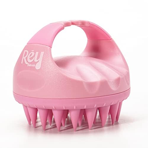 Rey Naturals Hair Scalp Massager Shampoo Brush - Hair Growth Scalp Care and Relaxation - Soft Bristles for Gentle Massage - Pink Color Pink  Purple