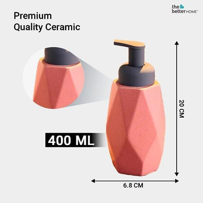 The Better Home 400ml Pink Ceramic Dispenser Set of 6 for Kitchen, Wash-Basin, Bathroom - Ideal for Shampoo, Hand Wash, Sanitizer, Lotion.