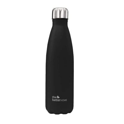 The Better Home 500ml Thermosteel Bottle, 304 Stainless Steel, Hot 18hrs, Cold 24hrs, Rustproof, Leakproof, Insulated, Black.