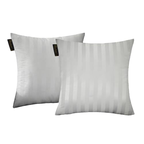 Lushomes 12x12 Boho Cushion Covers, Water-Resistant Fabric, White, Set of 2.