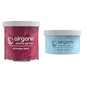 Airganic Aroma Car Freshener Combo Pack  Gel Can Crimson Land  Aroma Cube Artic Aura air fragrance