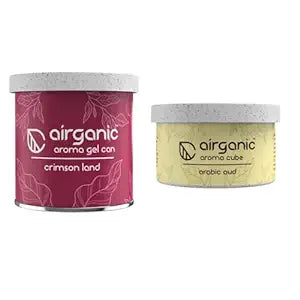 Airganic Aroma Car Freshener Combo Pack  Gel Can Crimson Land  Aroma Cube Arabic Oud air fragrance