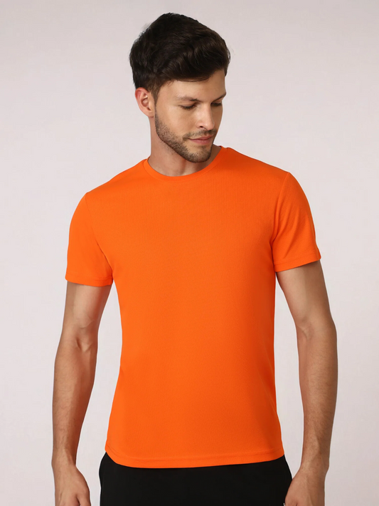 Budoc Men Polyester Orange T-Shirt