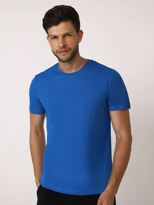 Budoc Men Polyester True Blue T-Shirt
