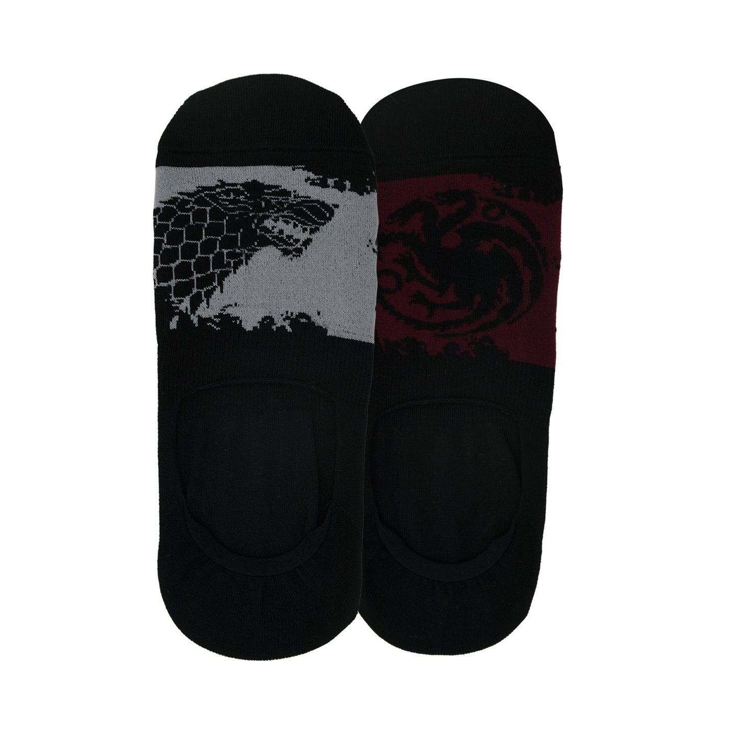 BALENZIA X GAME OF THRONES HOUSE TARGARYEN  HOUSE OF STARK Loaferinvisible socks for Men Free SizePack of 2 Pairs1U Grey  Maroon