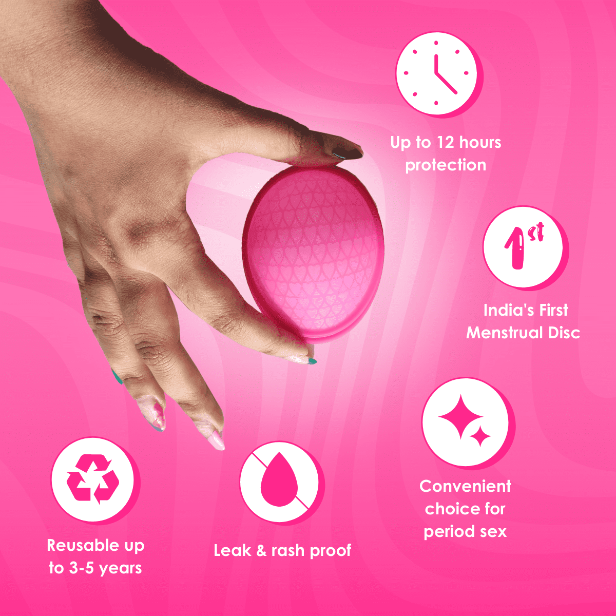 Reusable Medical Grade Silicone Menstrual Disc with soft pouch