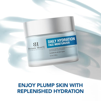 Botanic Hearth Daily Hydration Moisturizer, 100g, with Hyaluronic Acid & Green Tea Extract for Dry Skin, All Skin Types.