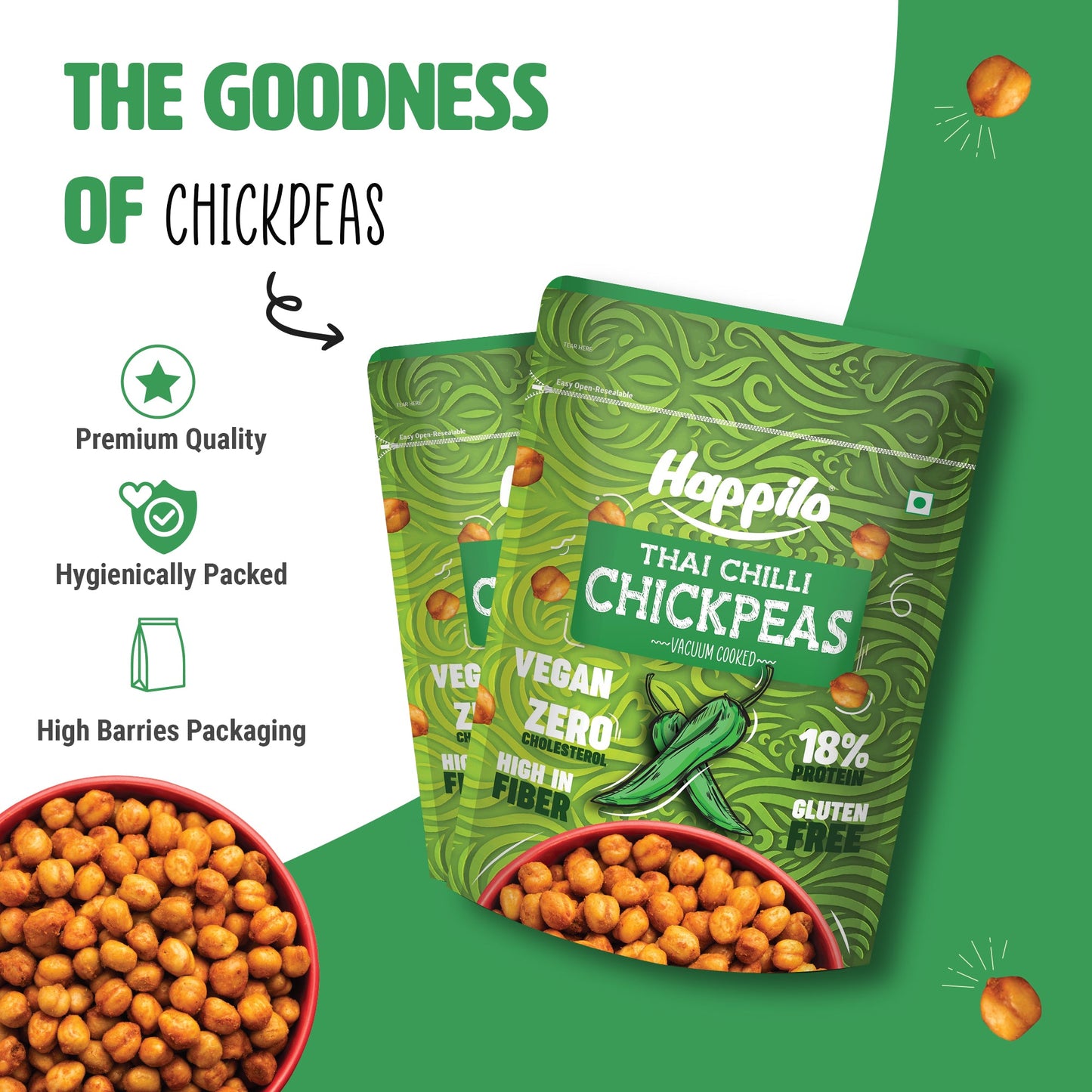 Happilo Premium Super Snack Thai Chili Chickpeas 110g Crunchy and Delicious Super Healthy