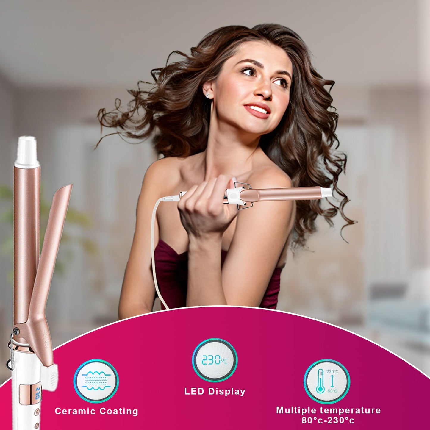 VGR V-578 Professional Electric Hair Curling Wand for Women White