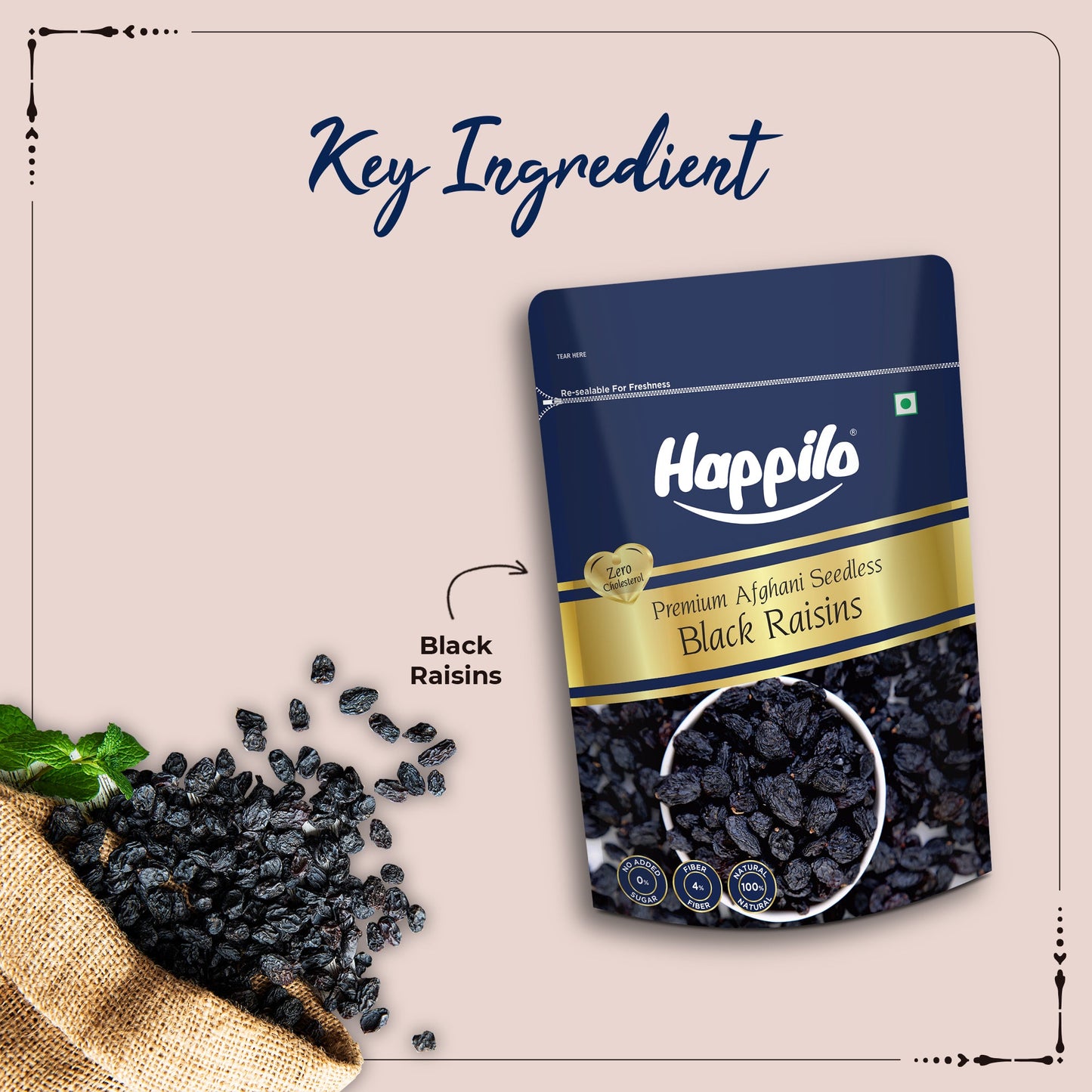 Happilo Premium Seedless Afghani Black Raisins