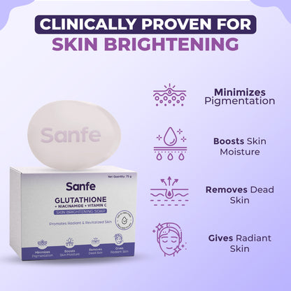 Sanfe GlutathioneNiacinamideVitamin C Brightening Soap  75gm