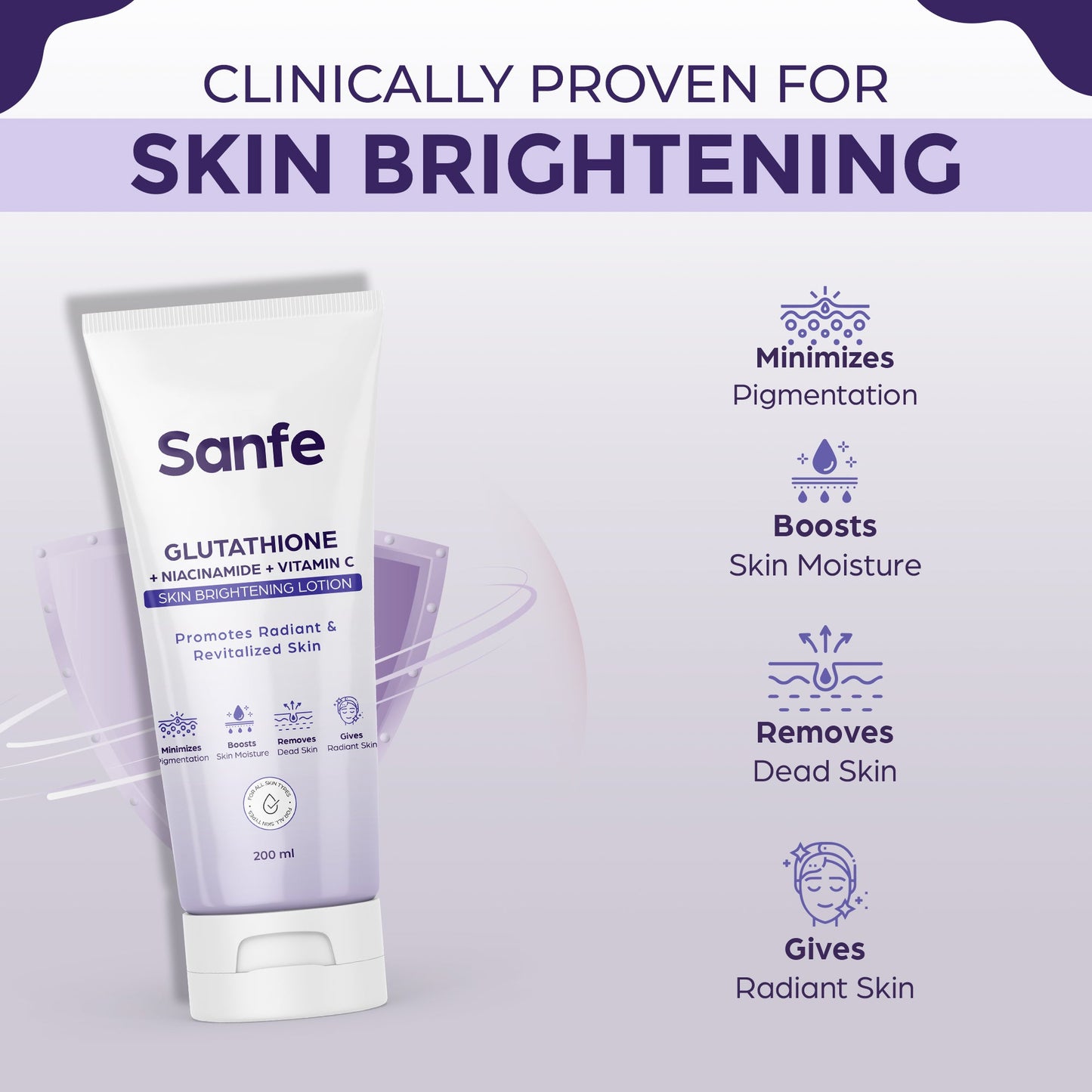 Sanfe Glutathione  Niacinamide  Vitamin C Skin Brightening Lotion - 200ml