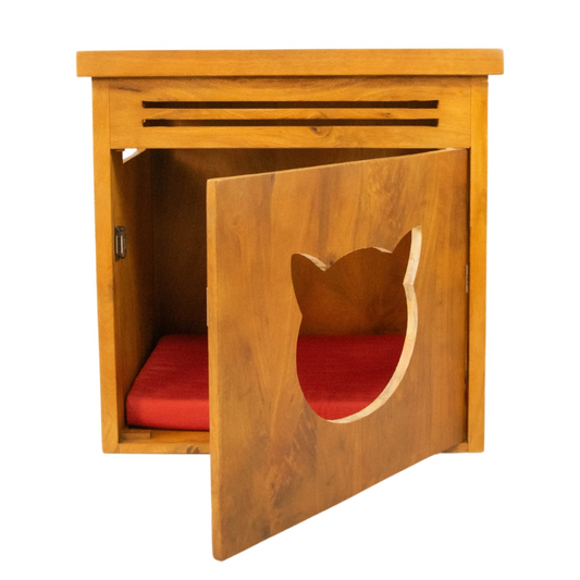 FurryLiving Meraki Cabinet with Cushion for Small Dogs and Cats Honey