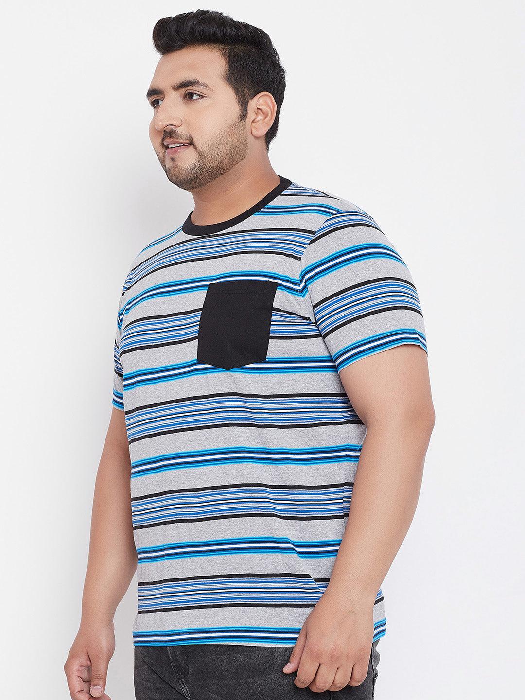 Men Plus Size Sean Striped Round Neck Tshirt