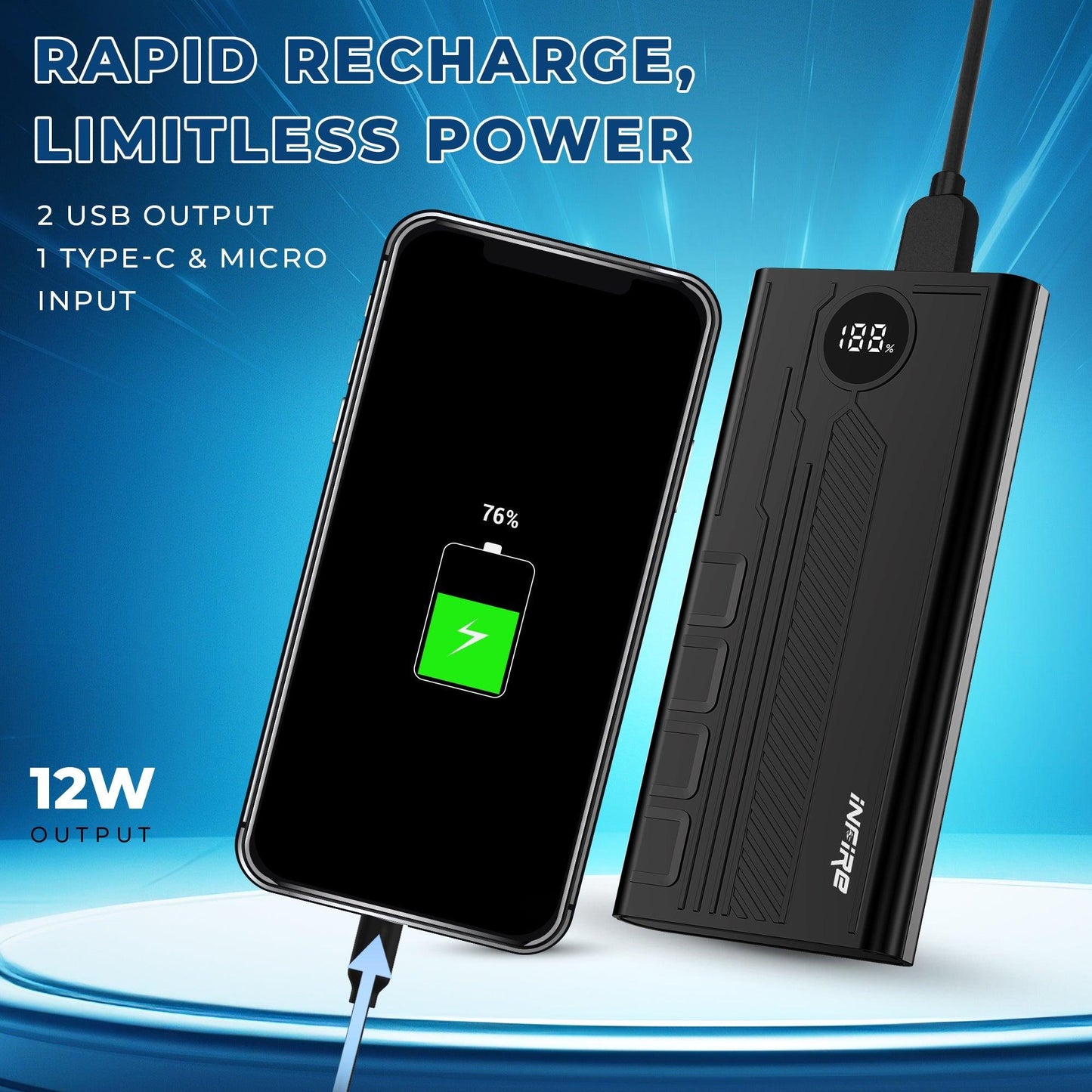 Flash 10000mAh 12W Power Bank With Fast Charging  Dual Output Ports  Dual Input Ports  LED Display