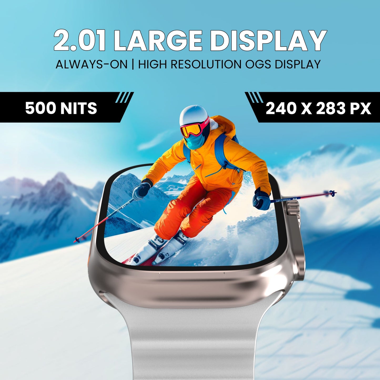 Gizmore CRAZE 2.01inch 5.1cm Large Display with 240283 px 500 NITS AOD Wireless Charging  AI Voice Assistance Multi Sports Modes IP67  Bluetooth Calling Smart Watch for Men and Women