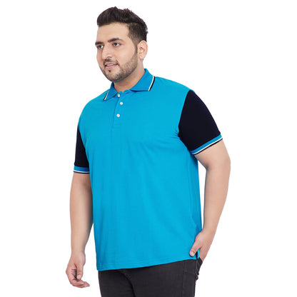 Men Plus Size Cosmo Colorblock Polo Tshirt