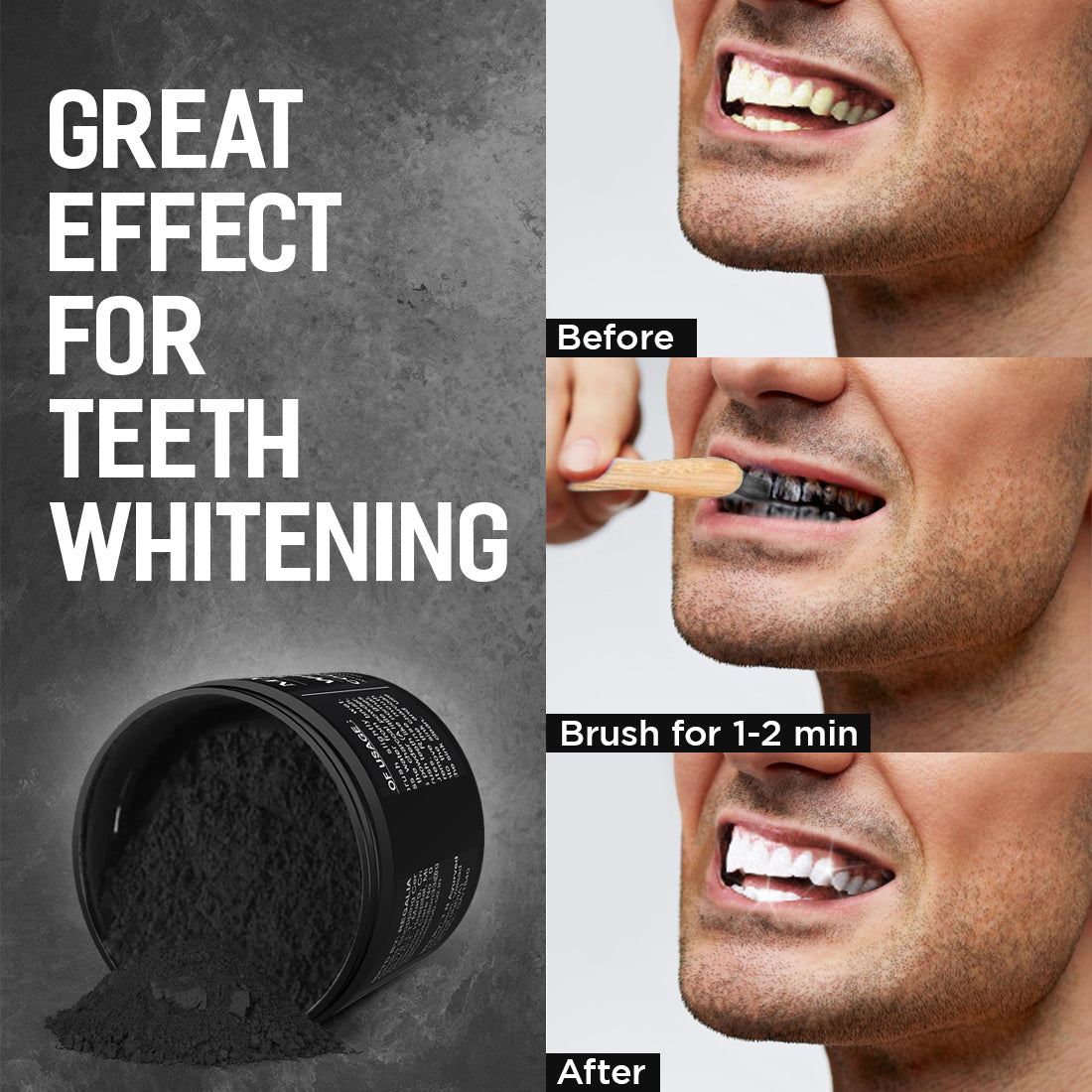 Mancode Coconut Shell Activated Charcoal Powder for Teeth Whitening 25mg