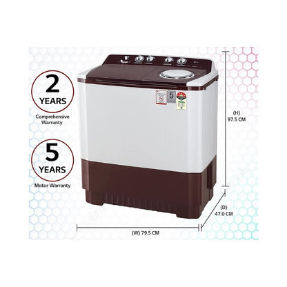 LG 10 kg 5 Star Semi-Automatic Top Loading Washing Machine P1050SRAZ Burgundy Wind Jet Dry