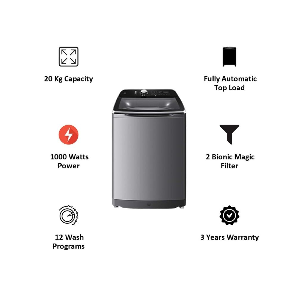 20 Kg Top Load Fully Automatic Washing Machine Liftetime Warranty On Direct Motion Motor