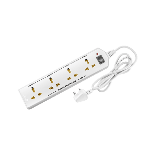 4 Socket Extension Board with 2 Metre Wire White