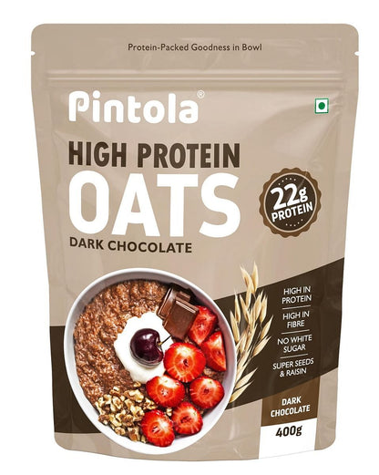 Pintola 22g High Protein Oats Dark Chocolate Oats for weight loss Breakfast Cereals Pouch