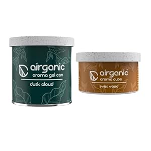 Airganic Aroma Car Freshener Combo Pack  Gel Can Dusk Cloud  Aroma Cube Swiss wood air fragrance