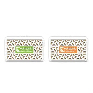 Airganic Aroma Car AC Vent Combo kit - Earthy Bloom  Mandarin   Spill Proof  Car Air Freshener