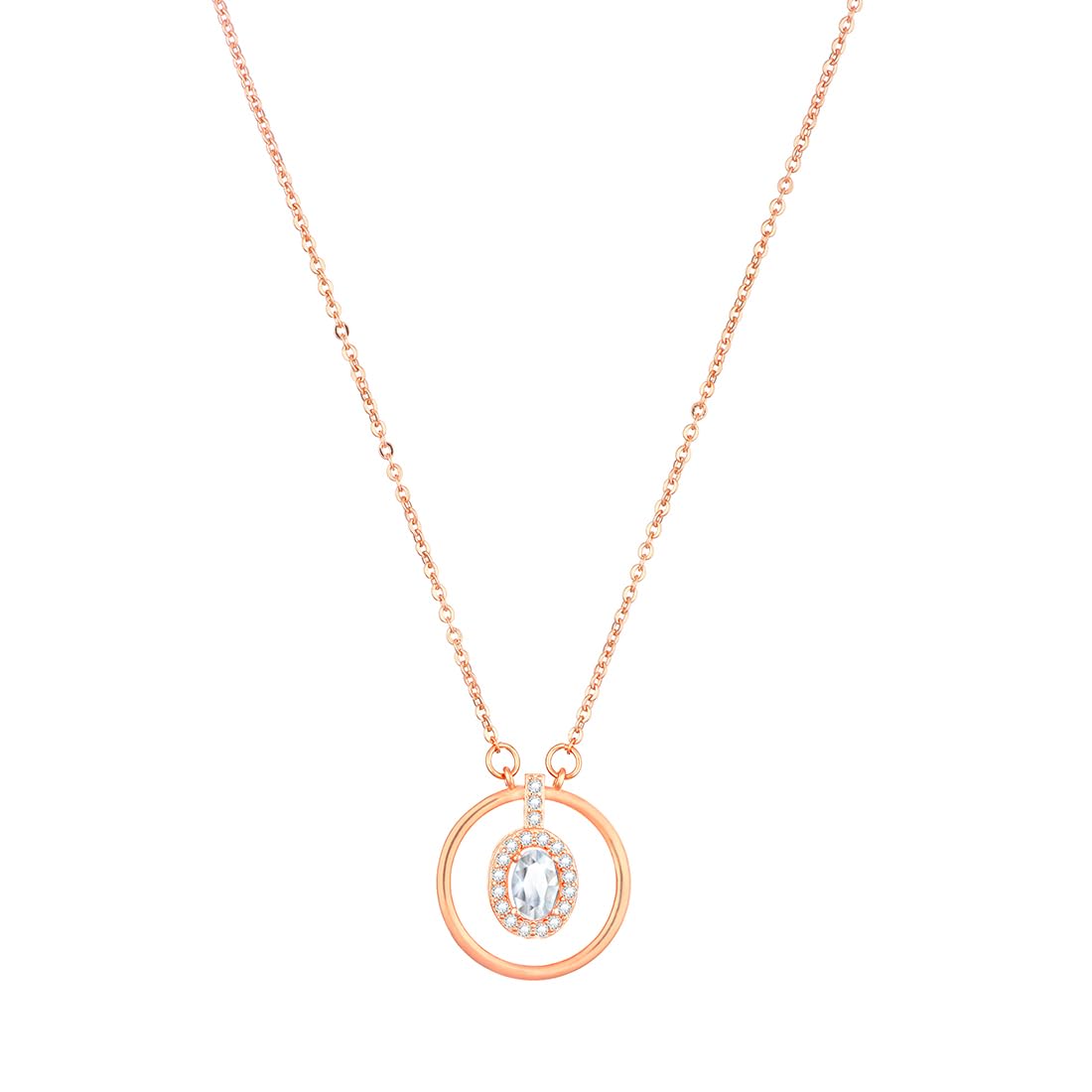 Yellow Chimes Pendant for Women and Girls Rose Gold Pendant Necklace for Women  Circle Designed Crystal Studded Pendnat  Birthday Gift for girls and women Anniversary Gift for Wife
