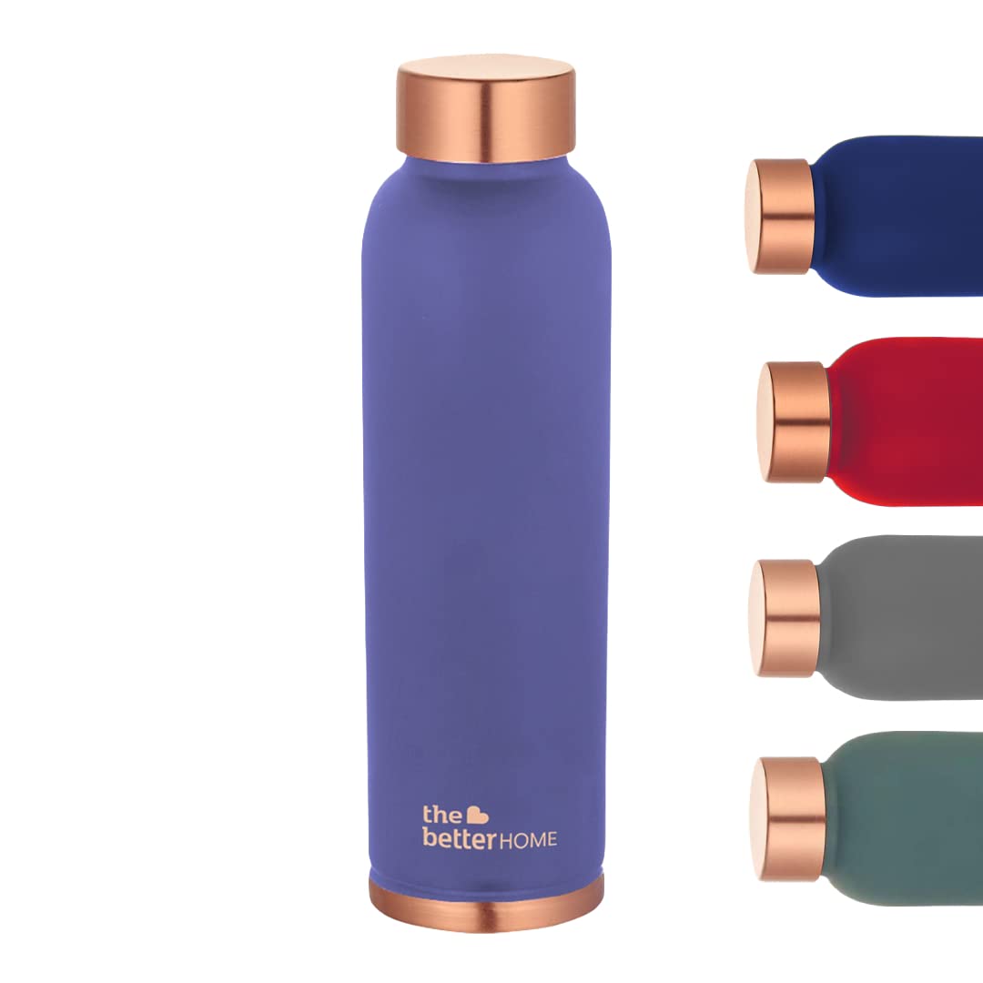 The Better Home Copper Water Bottle 1 Litre  BPA Free Leak Proof Bottle with Anti Oxidant Properties  Copper Water Bottles 1 Litre  100 Copper Water Bottle  Purple