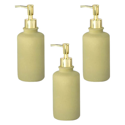 The Better Home 400ml Soap Dispenser Bottle - Green Set of 3 Ceramic Liquid Pump Dispenser for Kitchen Wash-Basin and Bathroom