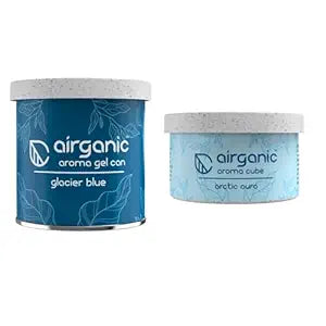 Airganic Aroma Car Freshener Combo Pack  Gel Can Glacier Blue  Aroma Cube Artic Aura air fragrance