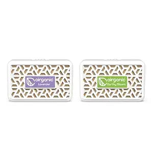 Airganic Aroma Car AC Vent Combo kit - Earthy Bloom  Lavender  Spill Proof  Car Air Freshener