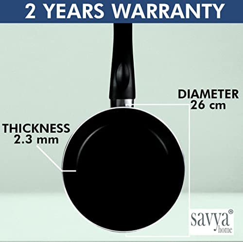 SAVYA HOME 26cm Non Stick Fry Pan-2.3mm Black1 Savya- 18cm Non Stick Fry Pan-2.3mm Black Heat Surround Cooking  Gas  Induction Cookware  Black