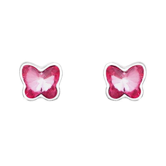 Yellow Chimes Gold Tone Pink Crystal Butterfly Stud Earrings for Women and Girls, Birthday or Anniversary Gift