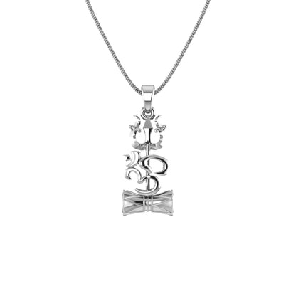 Mahadev Trishul With Damru Silver Pendant With Chain