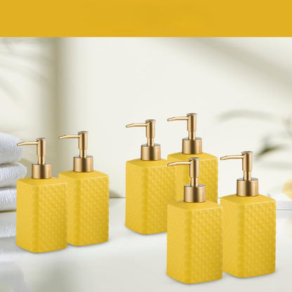 The Better Home 350ml Soap Dispenser Bottle - Yellow Set of 6 Ceramic Liquid Pump Dispenser for Kitchen Wash-Basin and Bathroom