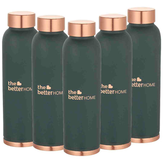 The Better Home 1000 Copper Water Bottle 900ml  100 Pure Copper Bottle  BPA Free Water Bottle with Anti Oxidant Properties of Copper  Teal Pack of 5