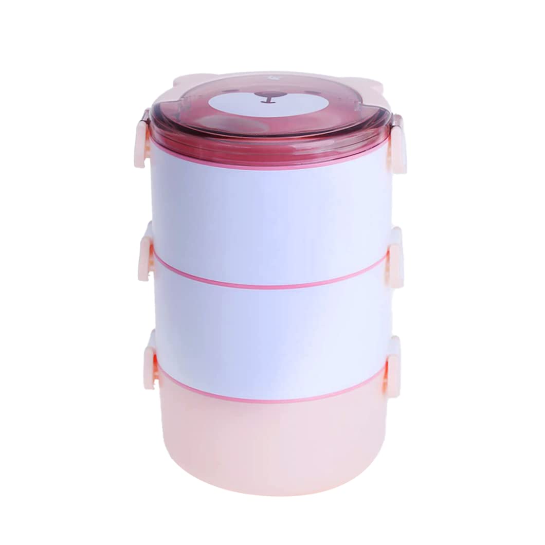 Urbane Home Insulated Lunch Box, 3 Compartments, BPA Free, Leakproof, Dishwasher & Microwave Safe, 3000 ML, Pink.