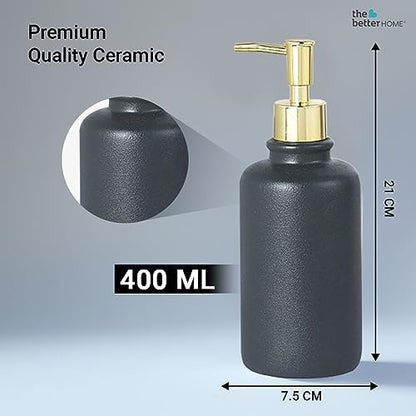 Better Home Ceramic Soap Dispenser Set, 400ML, 4Pcs for Bathroom, Kitchen, Hand Soap, Wash Basin.