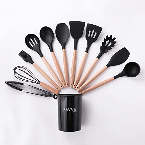 The Better Home 1000ml Jars Pack of 6, Savya 12 Pcs Kitchen Utensils Set Black-Silicone, Combo 2 Jars, 12Pcs Utensil Set