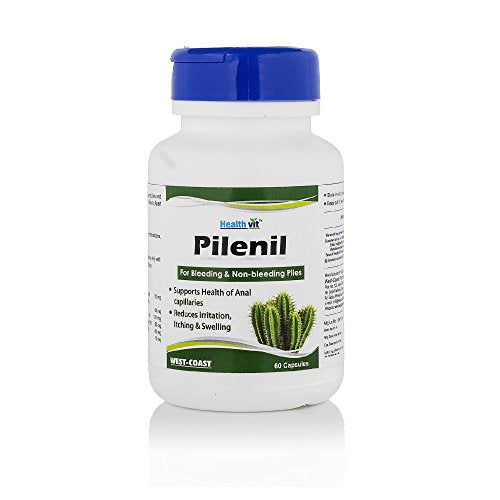 Healthvit Pilenil for Piles: Reduces irritation, itching, swelling. Supports anal capillaries. For men & women. 60 capsules.