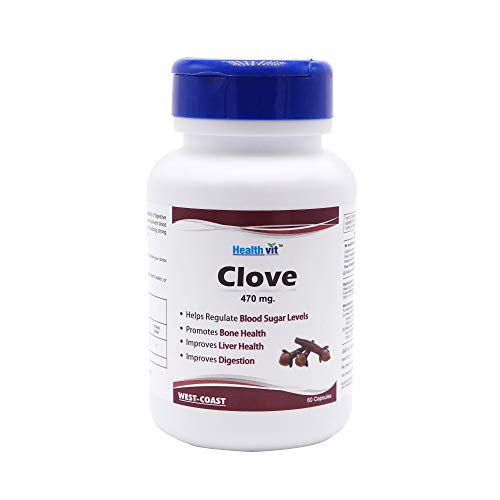 Healthvit Clove 470mg For Better Digestion  Improves Liver Health Helps In Increase The White Cell Count  100 Natural And Vegan  60 Capsules