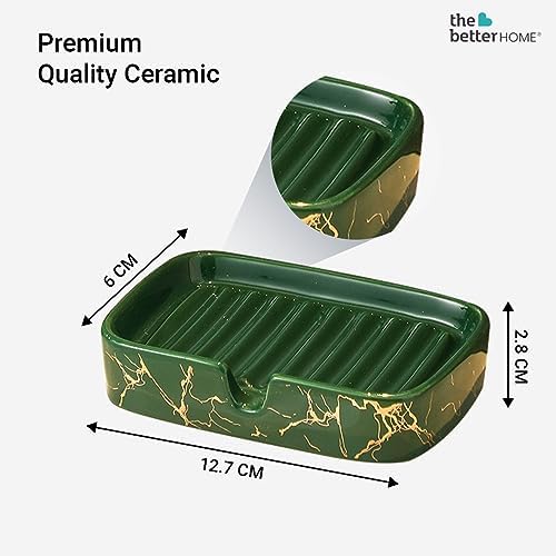 The Better Home Bath Accessories for Bath Tub or Wash Basin Soap Dish Tray Ceramic Soap CaseSoap Dish Tray  Green Set of 6