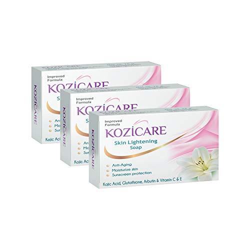 Kozicare Skin Lightening Soap Pack of 3  Kojic Acid Soap Alpha Arbutin  Glutathione Soap  Anti Aging  Sun Protection  Bath Soap for Men  Women  Remove Dark Spots  Hyperpigmentation  For Glowing Skin