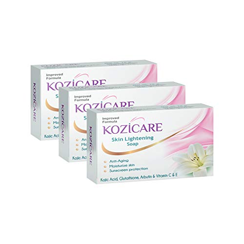 Kozicare Kojic Acid Soap Combo: Removes dark spots, hyperpigmentation, body tan. For glowing skin. Pack of 3.