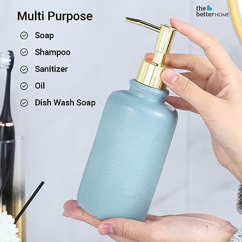 Better Home Ceramic Soap Dispenser Set, 400ML, 3Pcs for Bathroom, Kitchen, Hand Soap, Wash Basin.