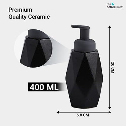 Better Home Ceramic Foam Soap Dispenser Set, 400ML, 4Pcs for Bathroom, Kitchen, Wash Basin.