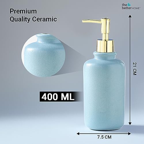 Better Home Ceramic Soap Dispenser Set, 400ML, 3Pcs for Bathroom, Kitchen, Hand Soap, Wash Basin.