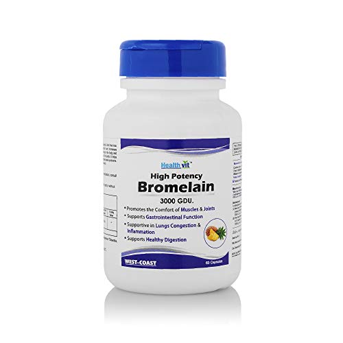 Healthvit Bromelain 3000 GDU, 500 mg, 60 Capsules: Supports Digestion, Bruises, Immune System.